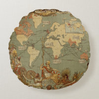 Weltkarte Antique 1886 Illustriert