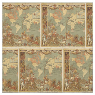 Weltkarte Antique 1886 Illustriert Stoff