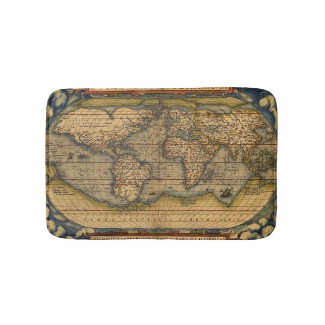 Weltkarte Antique Ortelius Badematte (Vorderseite)
