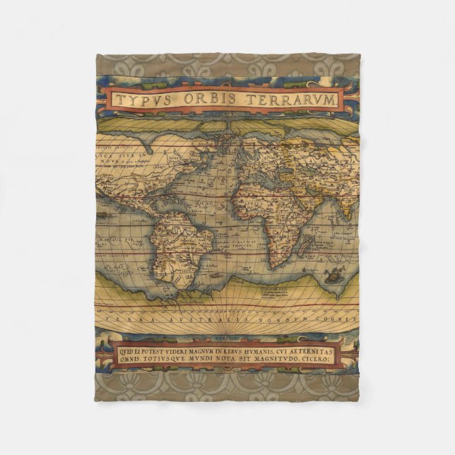 Weltkarte Antique Ortelius Fleecedecke (Vorderseite)