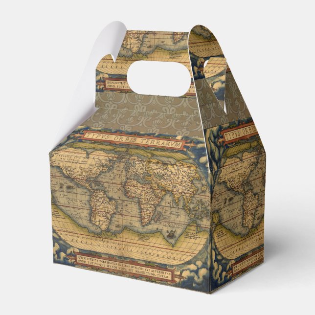 Weltkarte Antique Ortelius Geschenkschachtel (Vorderseite)