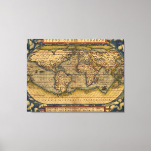 Weltkarte Antique Ortelius Leinwanddruck