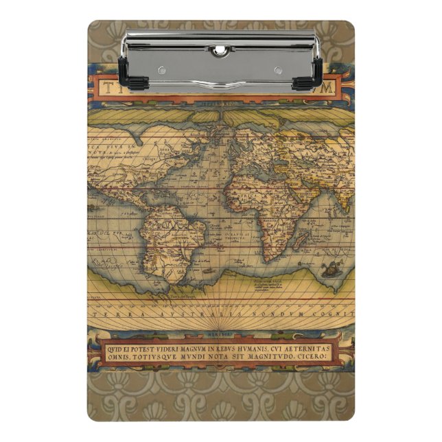 Weltkarte Antique Ortelius Mini Klemmbrett (Vorderseite)