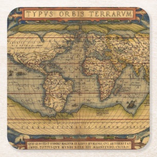 Weltkarte Antique Ortelius Rechteckiger Pappuntersetzer