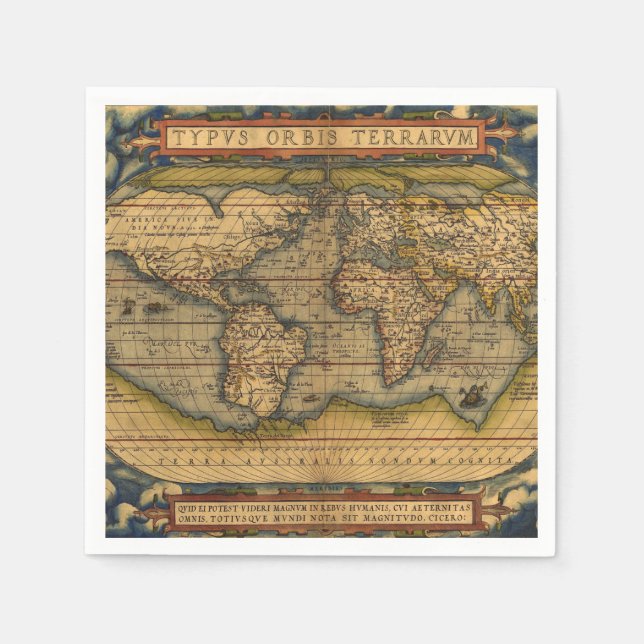 Weltkarte Antique Ortelius Serviette (Vorderseite)