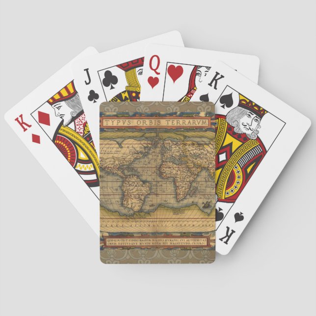Weltkarte Antique Ortelius Spielkarten (Rückseite)