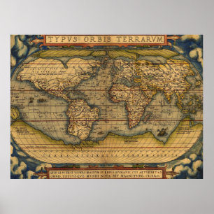 Weltkarte Antique Ortellius Poster