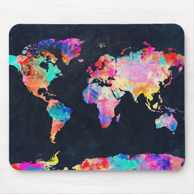 Weltkarte-Aquarell 21 Mousepad (Vorne)