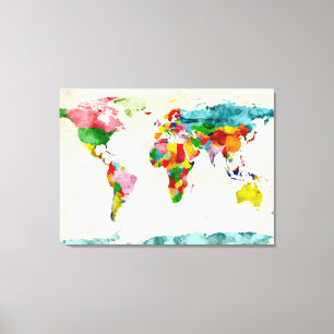 Weltkarte-Aquarelle Leinwanddruck
