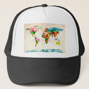 Weltkarte-Aquarelle Truckerkappe