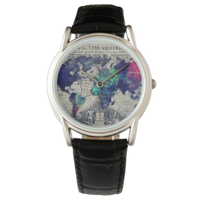 Weltkarte Armbanduhr (Vorderseite)