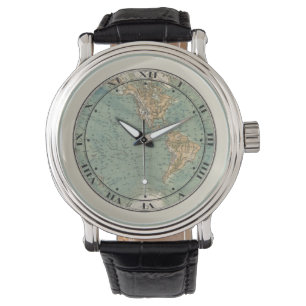 Weltkarte-Armbanduhr Armbanduhr