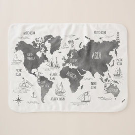 Weltkarte Art Schwarz-weiß Nautic Sherpadecke