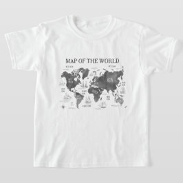 Weltkarte Art Schwarz-weiß Nautic T-Shirt