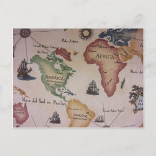 Weltkarte — Atlantik Postkarte