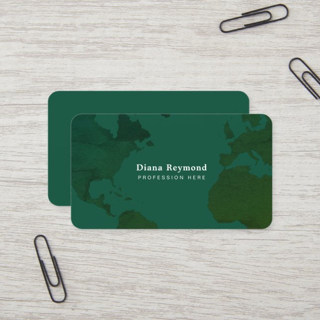 Weltkarte, Atlas, Global Green Visitenkarte (Vorderseite/Rückseite Beispiel)