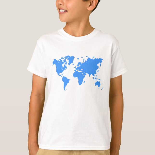 Weltkarte - Baby Blue T-Shirt (Vorderseite)