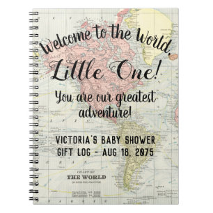 Weltkarte Baby Shower Geschenk Logbuch Notizbuch Notizblock