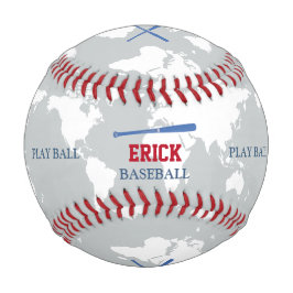 Weltkarte Baseballer personalisiert Baseball