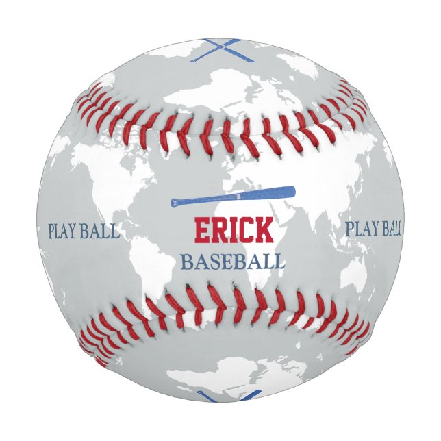 Weltkarte Baseballer personalisiert Baseball (Rückseite)