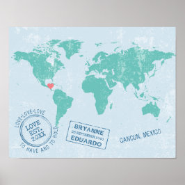 Weltkarte + Benutzerdefinierte Passport-Briefmarke Poster