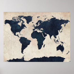 Weltkarte beunruhigte Marine Poster
