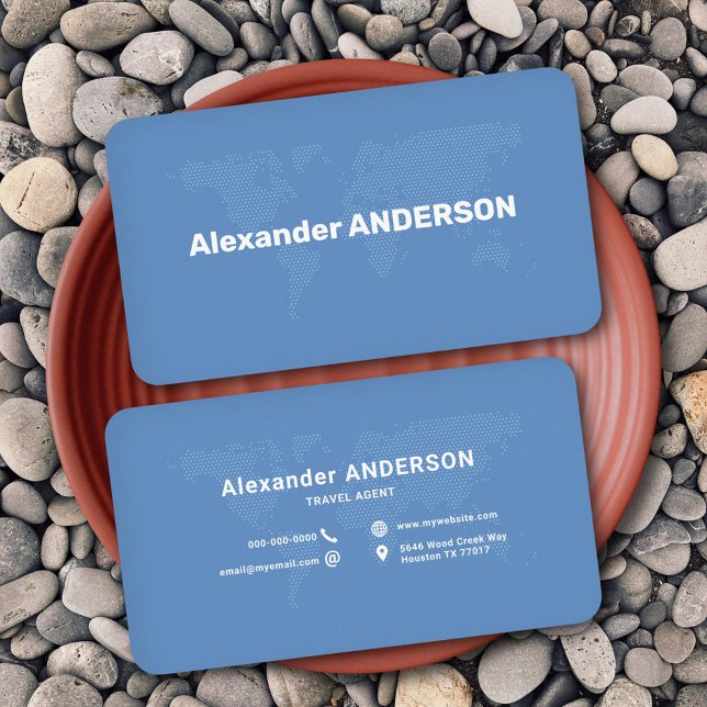 Weltkarte der blauen Punkte Visitenkarte (Blue Dotted World Map Business Card)