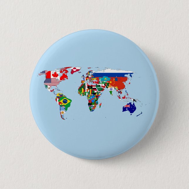 Weltkarte der Flaggen Button (Vorderseite)