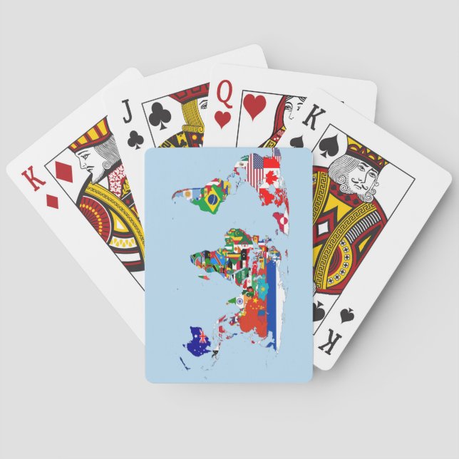 Weltkarte der Flaggen Klassische Spielkarten (Rückseite)