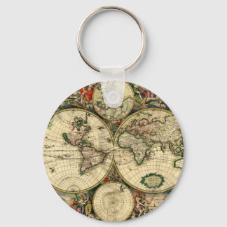 Weltkarte der Geschenke von 1689 Schlüsselanhänger
