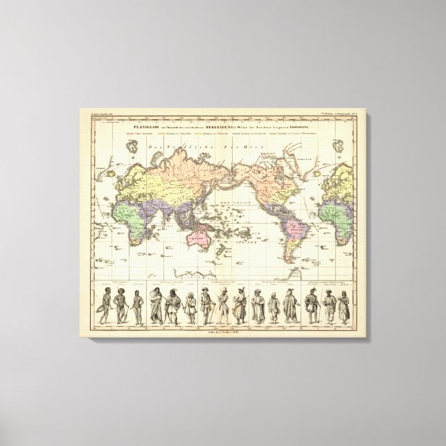 Weltkarte der Kleidungsstile Leinwanddruck (Vorderseite)