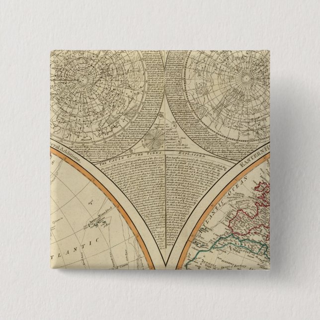 Weltkarte der Nordhalbkugel Button (Vorderseite)