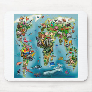 Weltkarte der Tiere Mousepad