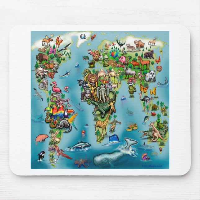 Weltkarte der Tiere Mousepad (Vorne)