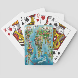 Weltkarte der Tiere Spielkarten