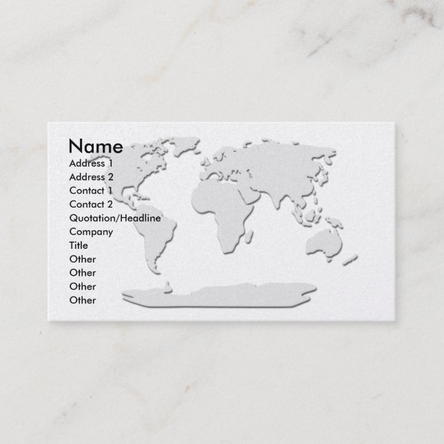 Weltkarte der Visitenkarte Platinum (Vorderseite)