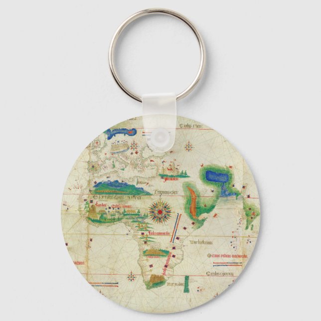 Weltkarte des Kantinos Planisphere (1502) Schlüsselanhänger (Vorderseite)