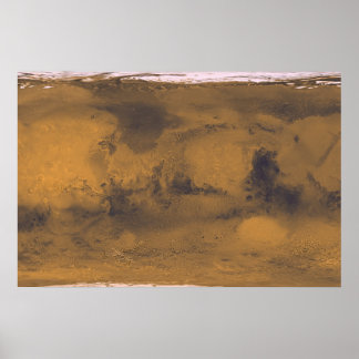 Weltkarte des Marsroten Planeten per Satellit Poster