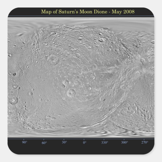 Weltkarte des Saturn-Monddiones Quadratischer Aufkleber (Vorderseite)