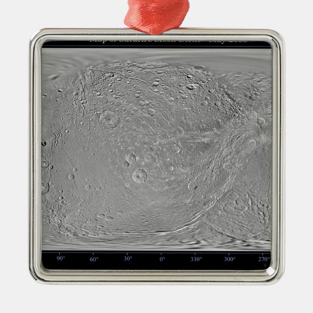 Weltkarte des Saturn-Monddiones Silbernes Ornament (Vorne)