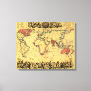 Weltkarte, die britische EmpirePanoramic Karte Leinwanddruck