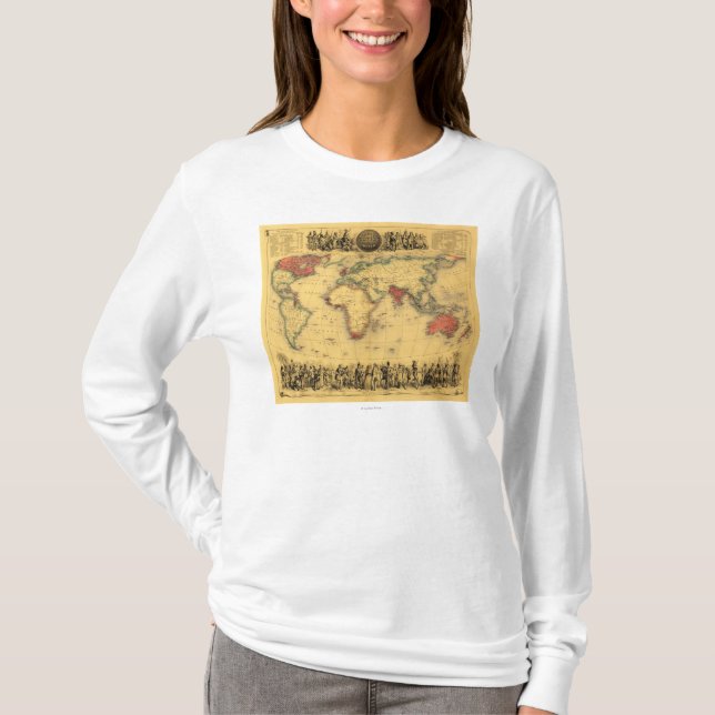 Weltkarte, die britische EmpirePanoramic Karte T-Shirt (Vorderseite)