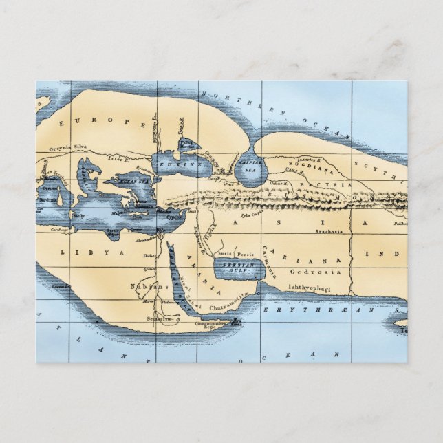 WELTKARTE: ERATOSTHEN POSTKARTE (Vorderseite)