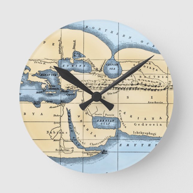 WELTKARTE: ERATOSTHEN RUNDE WANDUHR (Vorderseite)