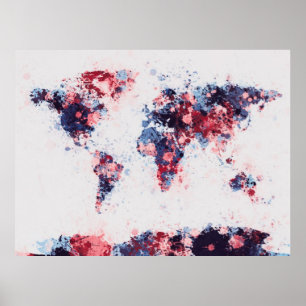 Weltkarte-Farbe spritzt Poster