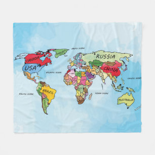 Weltkarte Fleecedecke