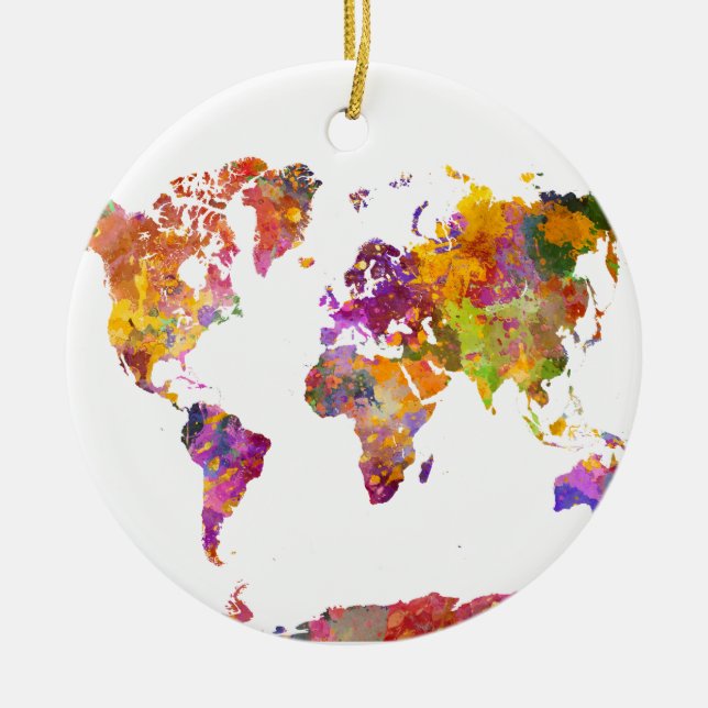 Weltkarte für Aquarellbilder Keramik Ornament (Vorne)