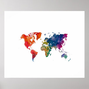 Weltkarte für Aquarellbilder Poster