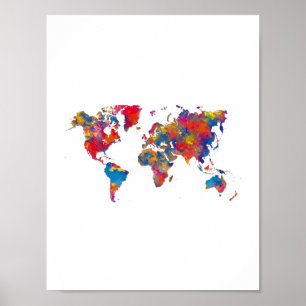 Weltkarte für Aquarellbilder Poster