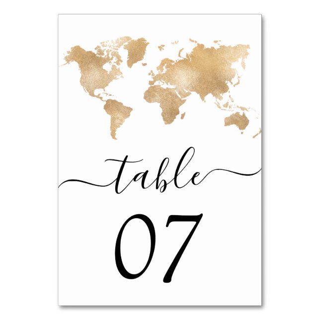 Weltkarte für das Hochzeitziel Tischnummer (Rückseite)